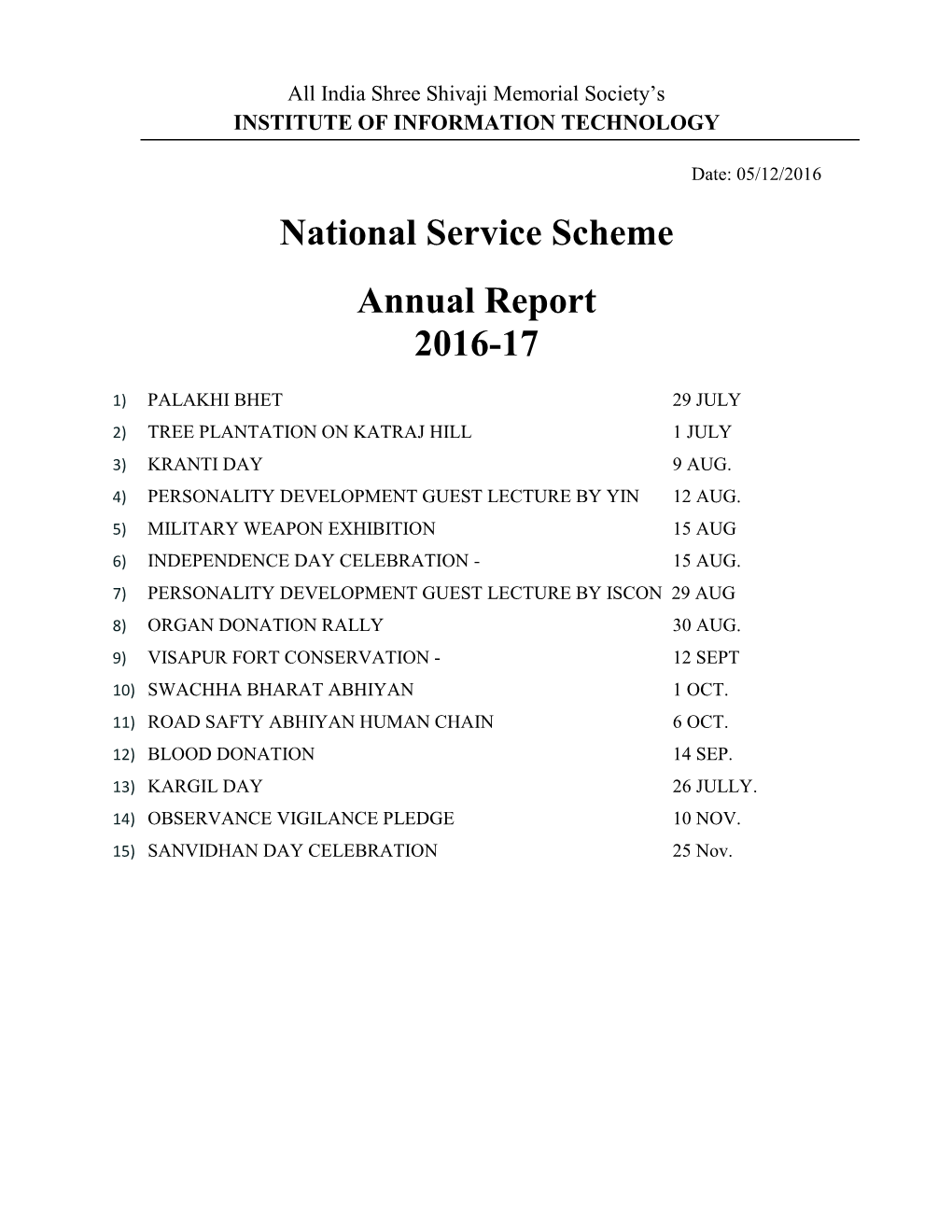 National Service Scheme Annual Report 2016-17