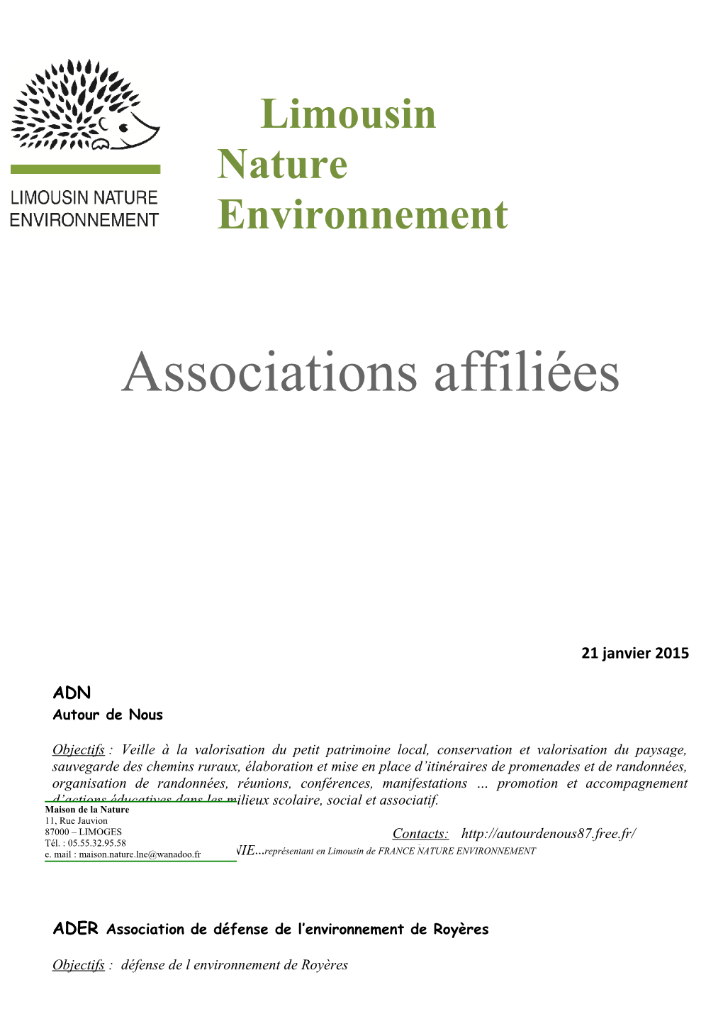 Associations Affiliées