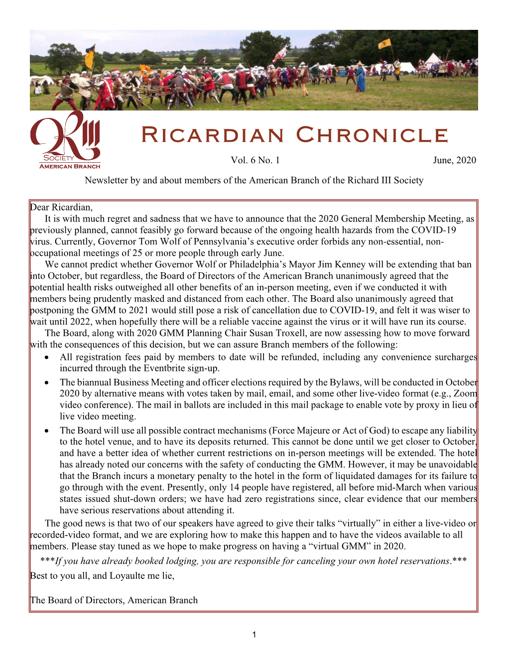 Ricardian Chronicle Vol