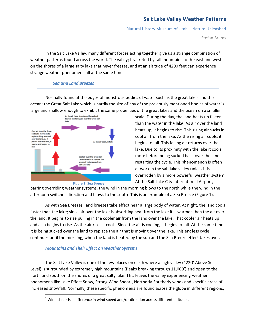 Salt Lake Valley Weather Patterns Natural History Museum of Utah – Nature Unleashed Stefan Brems