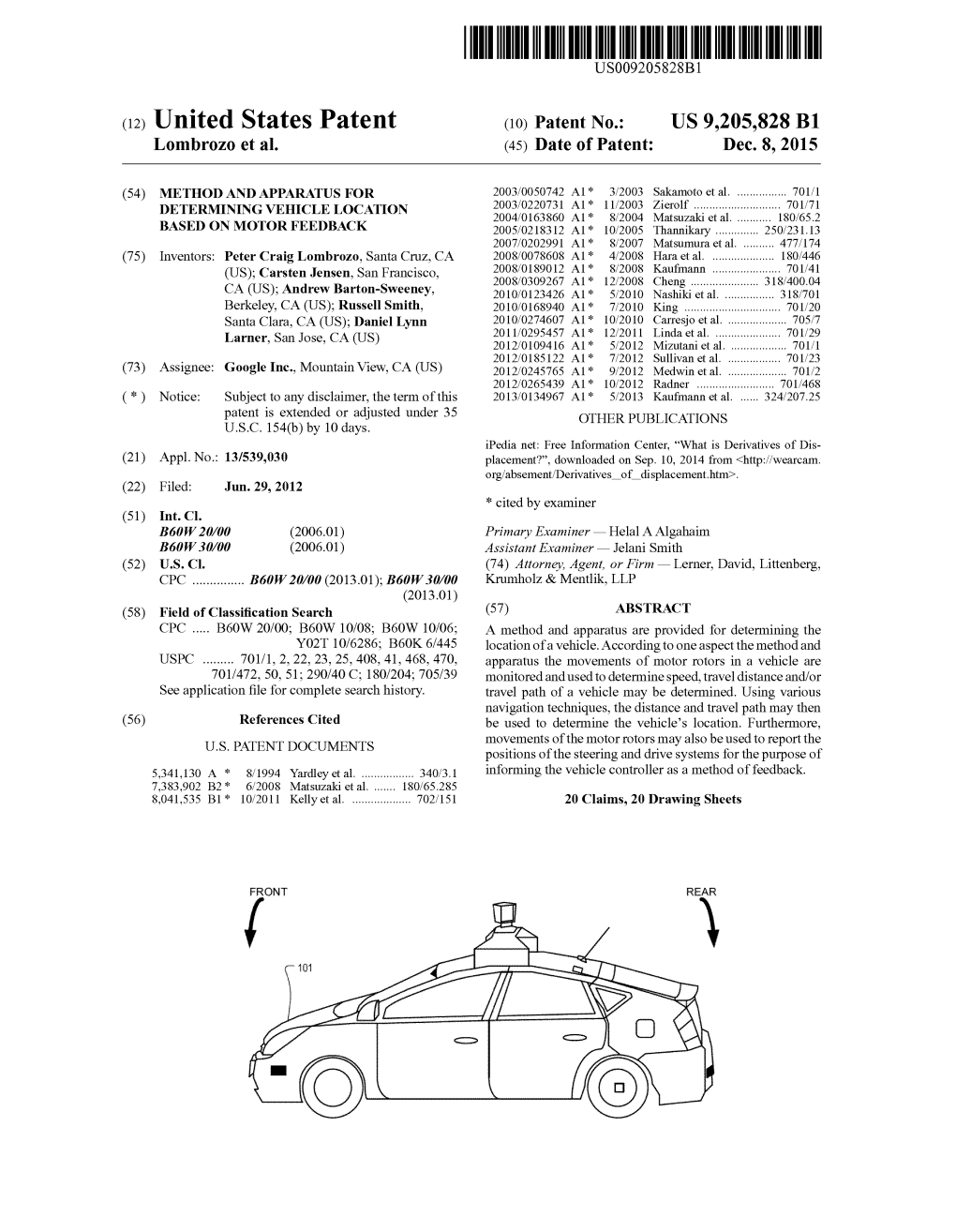 (12) United States Patent (10) Patent No.: US 9.205,828 B1 Lombroz0 Et Al