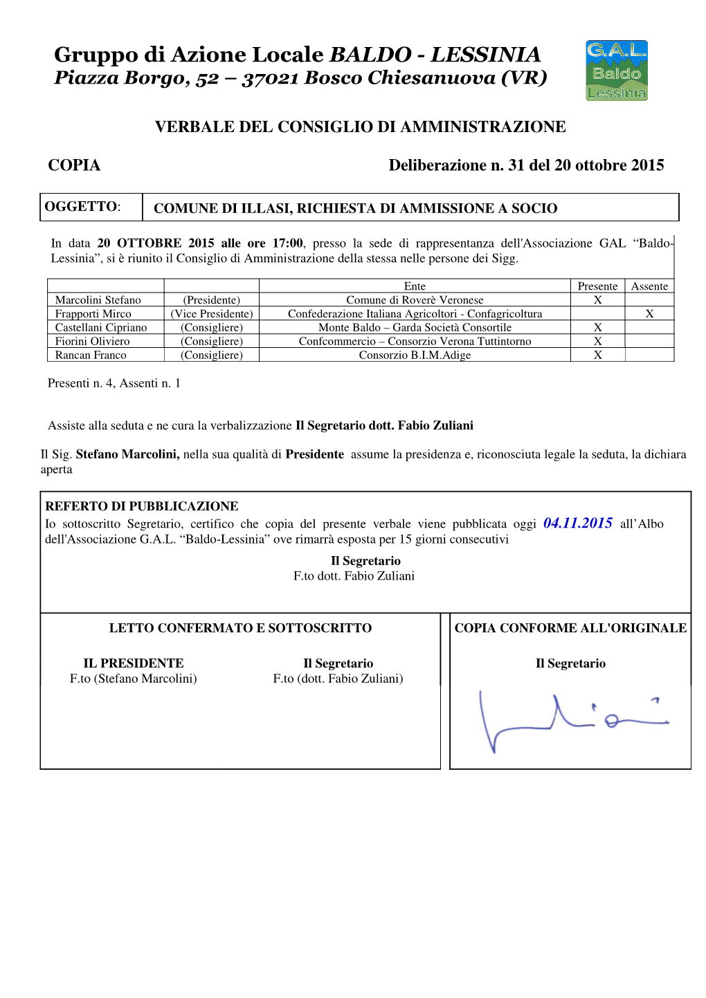 31. Ammissione Comune Di Illasi