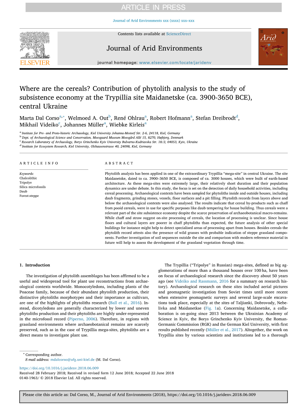 Contribution of Phytolith Analysis to the Study of Subsistence Economy at the Trypillia Site Maidanetske (Ca