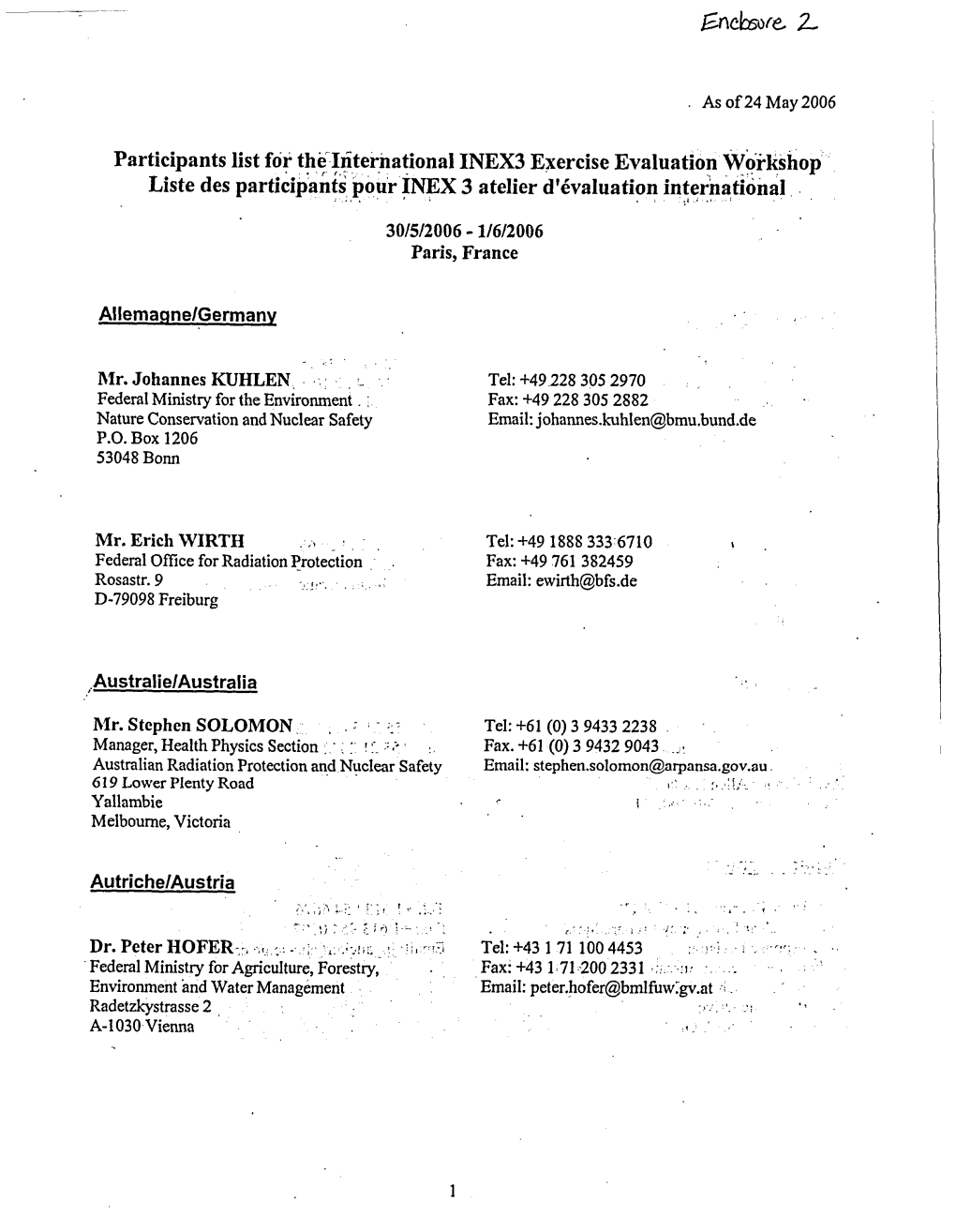 Participants List for the International INEX3 Exercise Evaluation