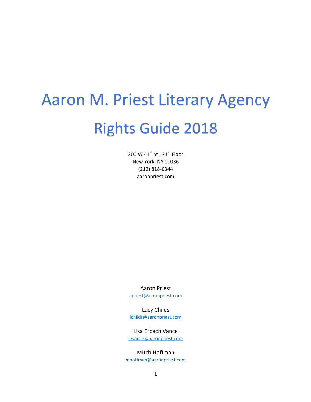 Aaron M. Priest Literary Agency