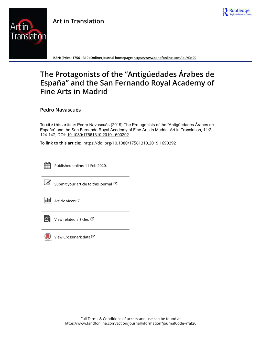 The Protagonists of the “Antigüedades Árabes De España” and the San Fernando Royal Academy of Fine Arts in Madrid