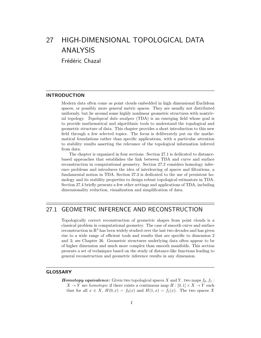 27 HIGH-DIMENSIONAL TOPOLOGICAL DATA ANALYSIS Fr´Ed´Ericchazal