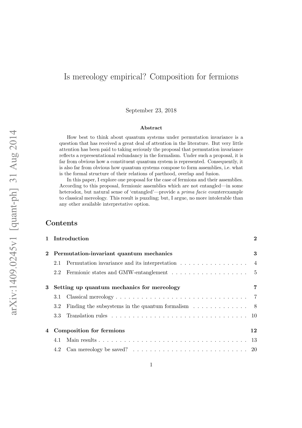 Is Mereology Empirical? Composition for Fermions