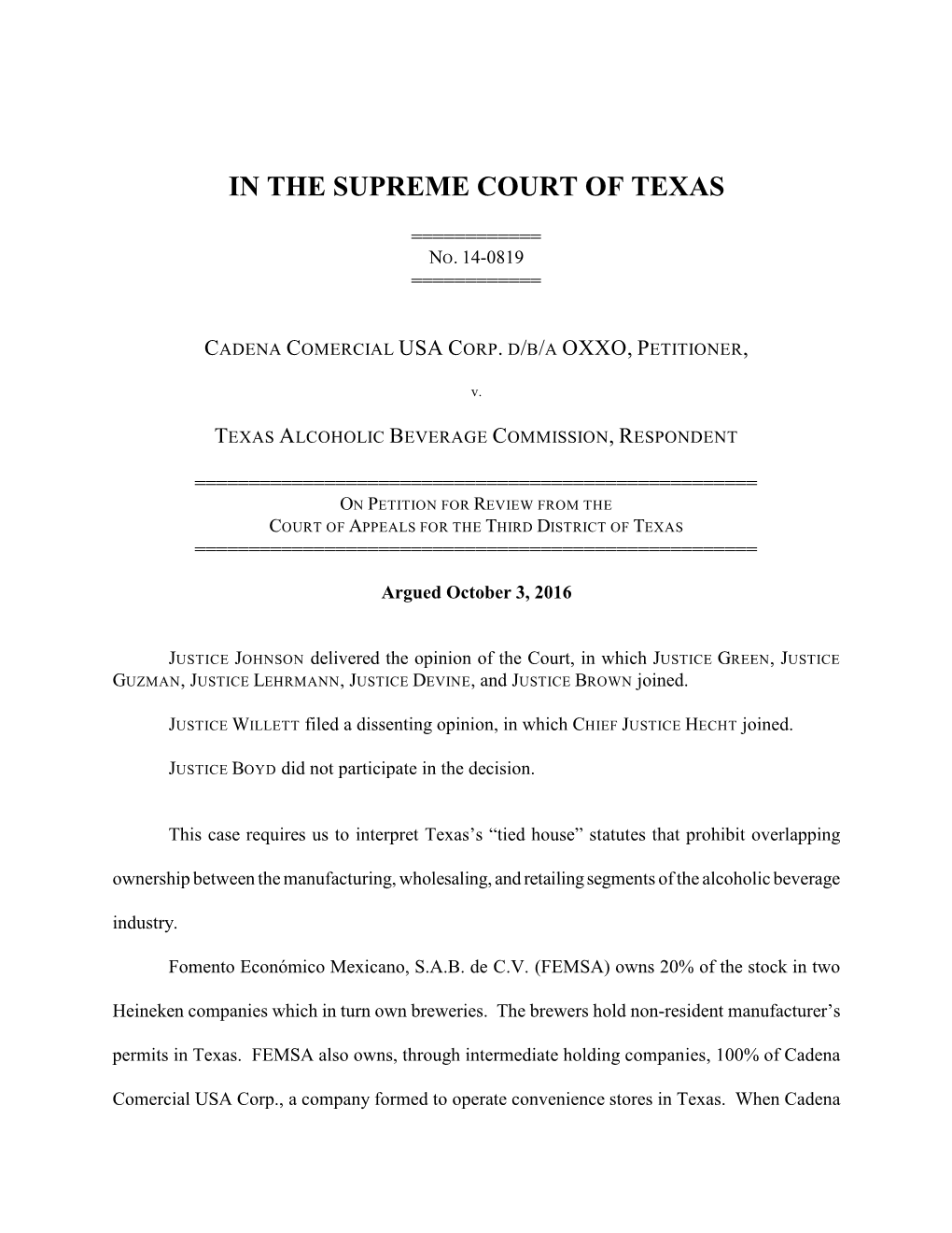 Opinion of the Court, in Which JUSTICE GREEN, JUSTICE GUZMAN, JUSTICE LEHRMANN, JUSTICE DEVINE, and JUSTICE BROWN Joined