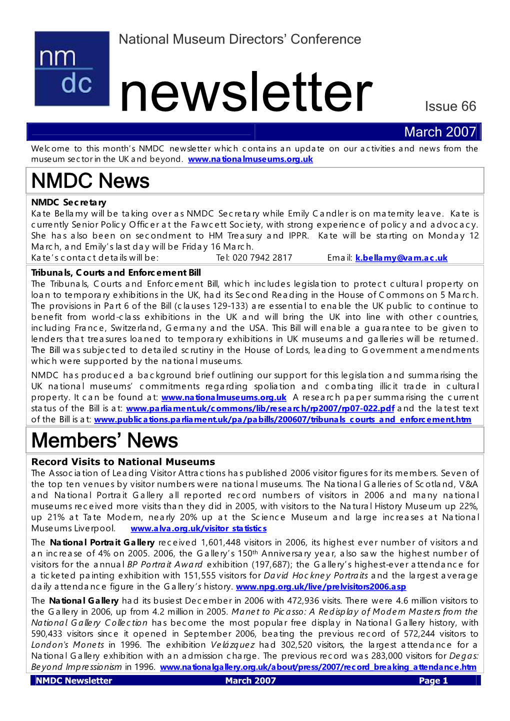 Newsletter Issue 66 March 2007