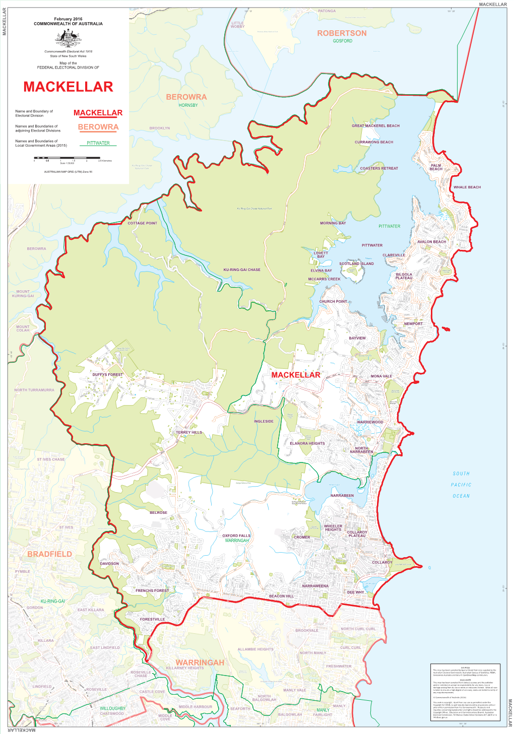 Detailed Map of the Electoral Division of Mackellar