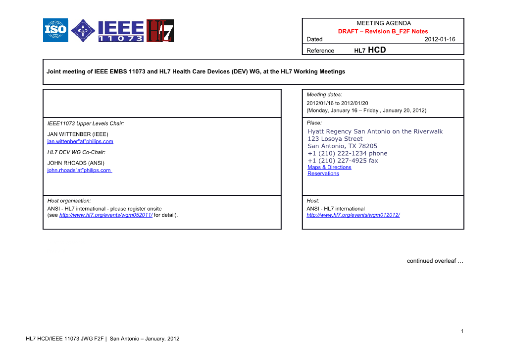 Daily Schedule (From the HL7 Meeting Brochure)