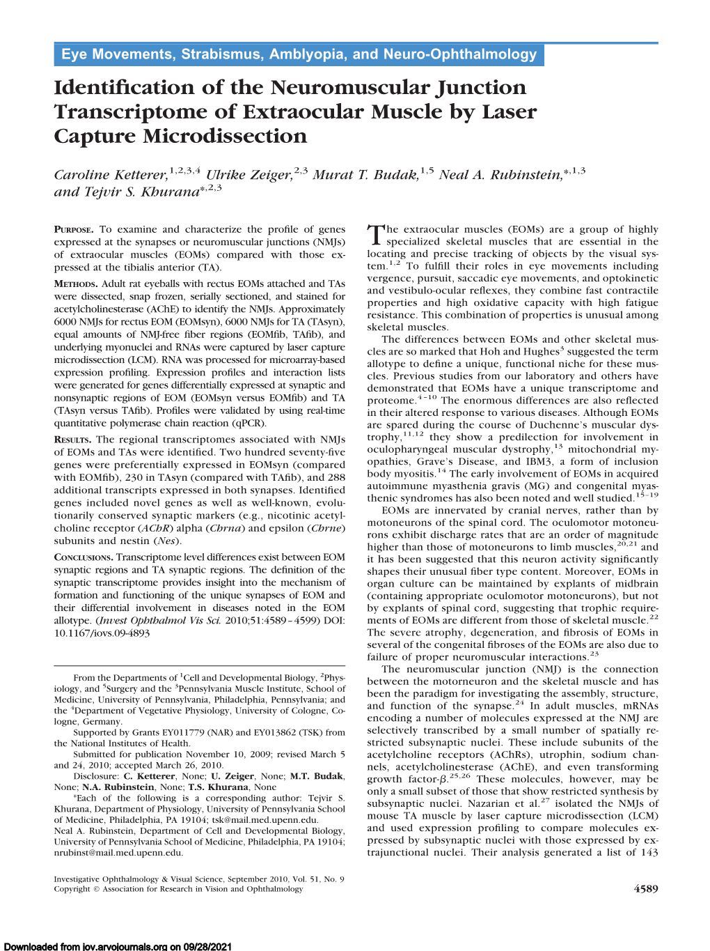 Identification of the Neuromuscular Junction Transcriptome Of