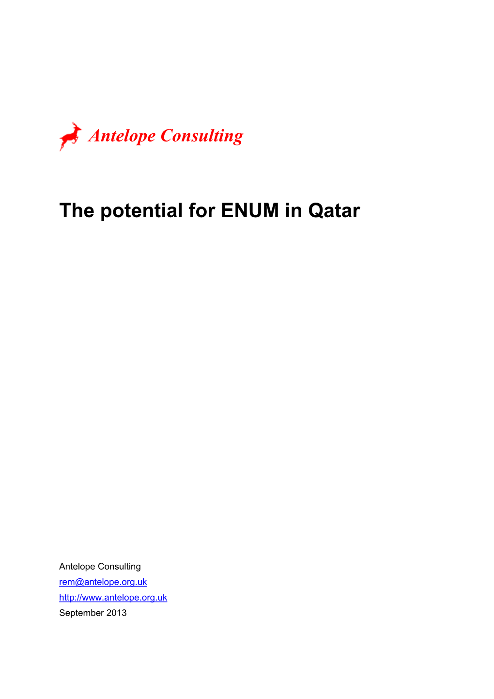 Antelope Consulting the Potential for ENUM in Qatar