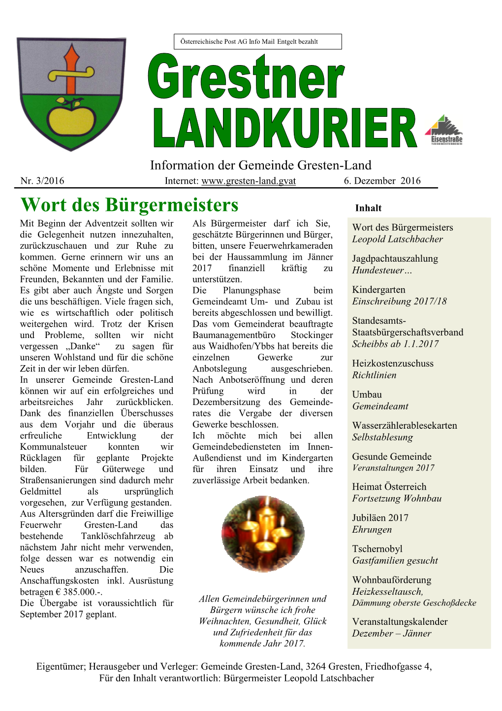 Information Der Gemeinde Gresten-Land