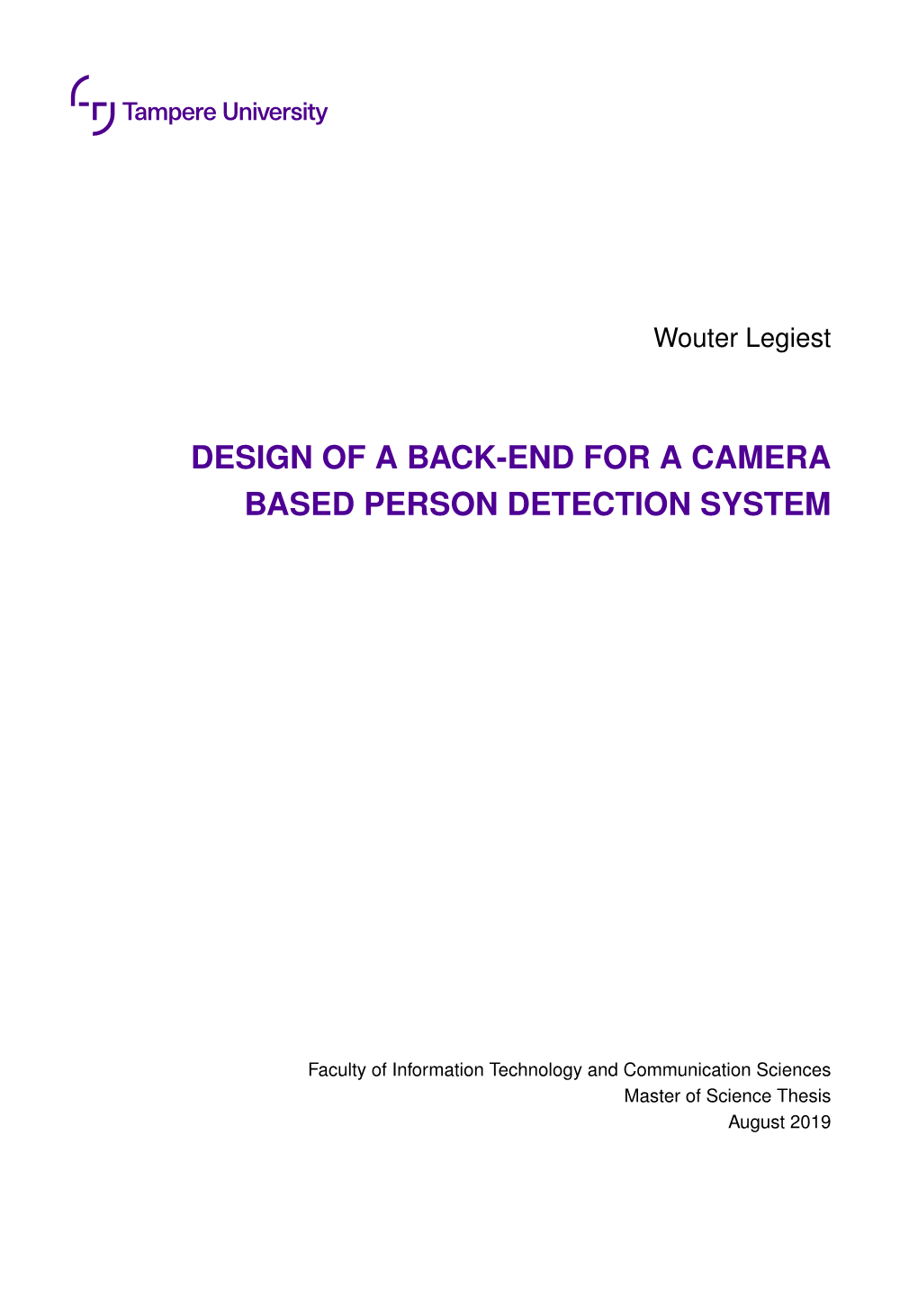 Design of a Back-End for a Camera Based Person Detection System