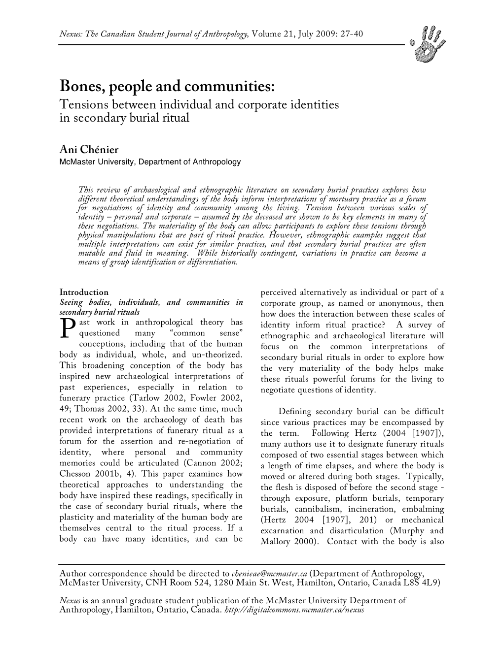 Bones, People and Communities: Tensions Between Individual and Corporate Identities in Secondary Burial Ritual