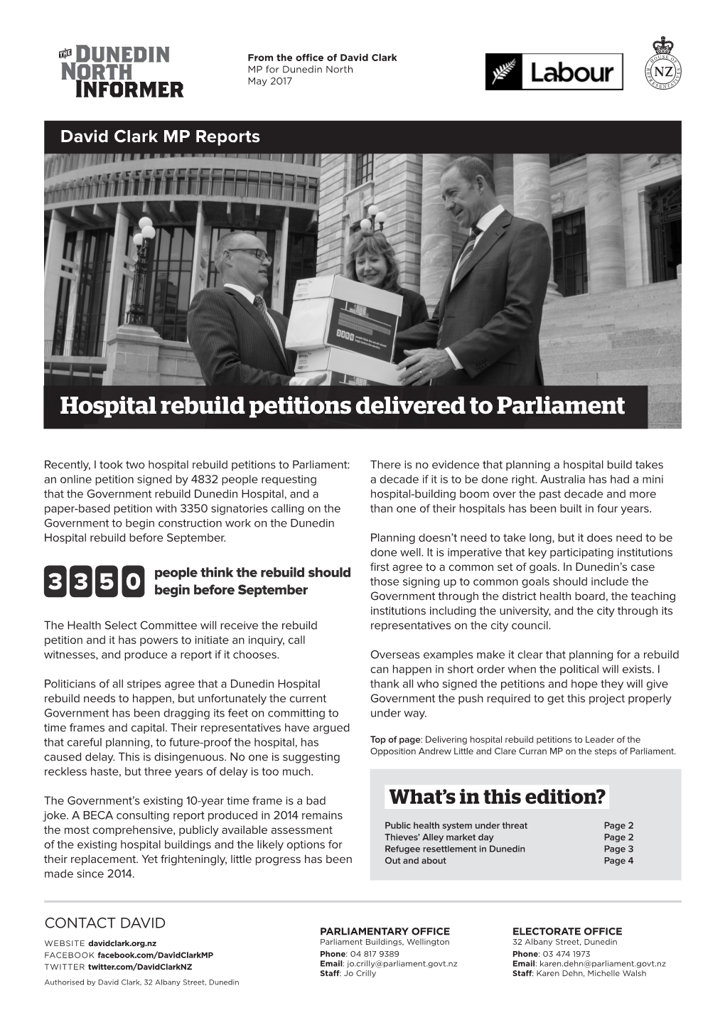 Hospital Rebuild Petitions Delivered to Parliament