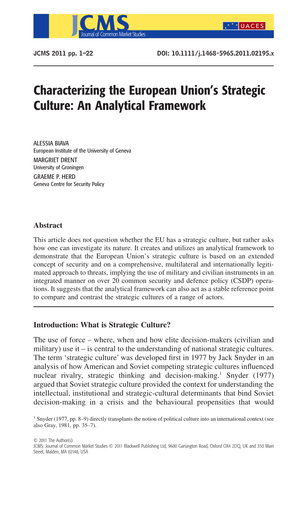 Characterizing the European Union's Strategic