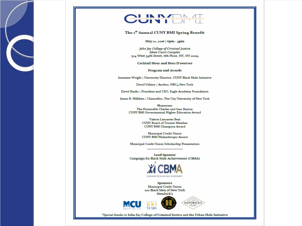 2016 CUNY BMI Spring Benefit