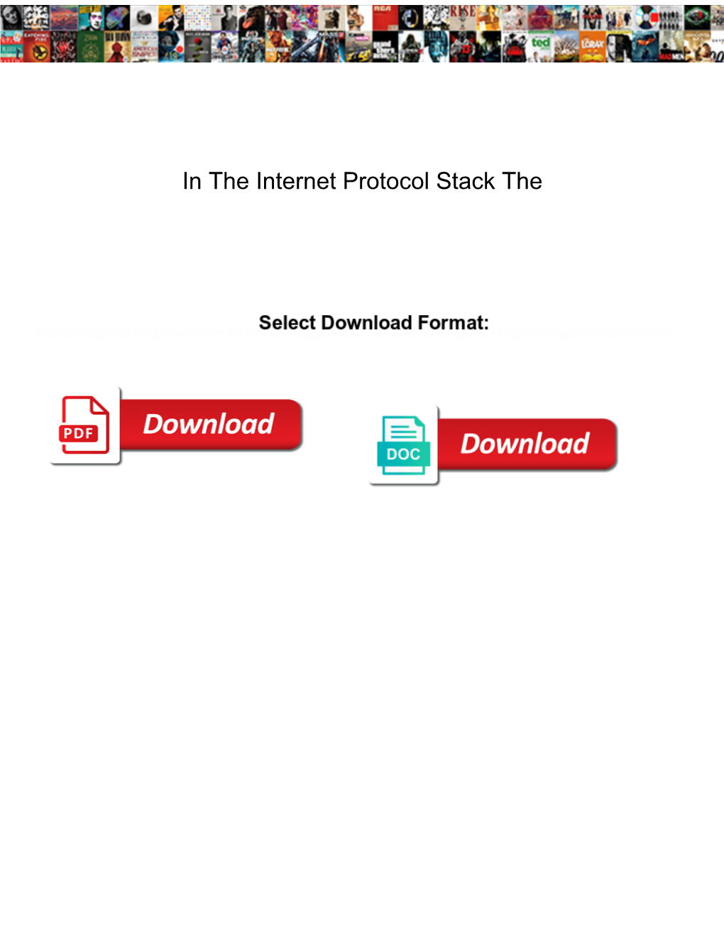 In the Internet Protocol Stack The