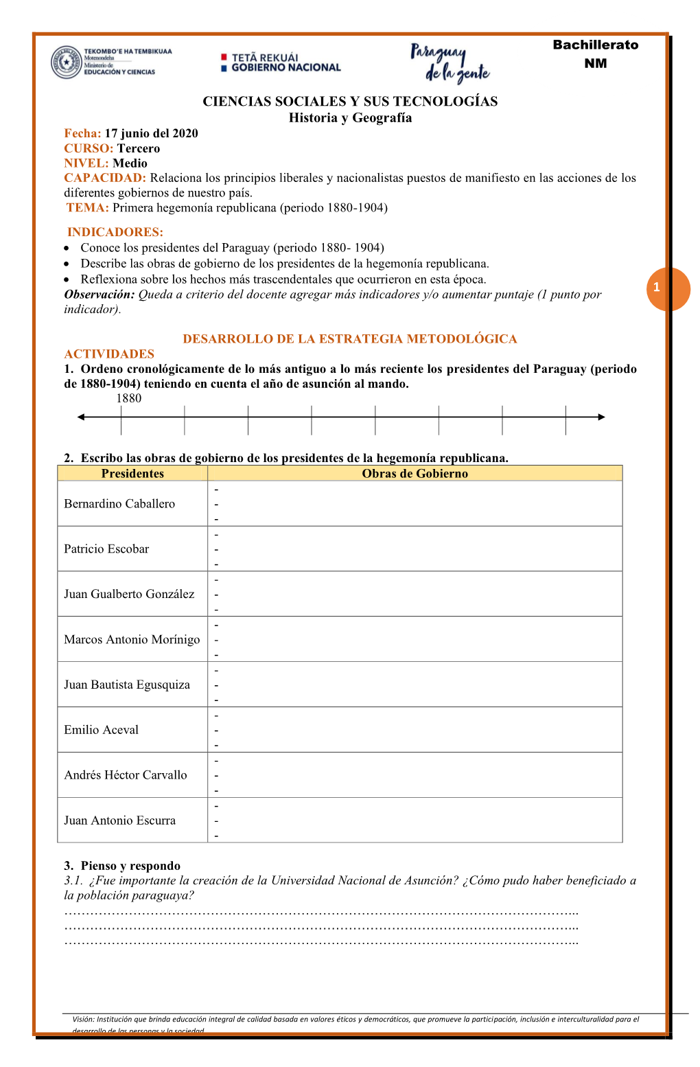 CIENCIAS SOCIALES Y SUS TECNOLOGÍAS Historia Y Geografía 1