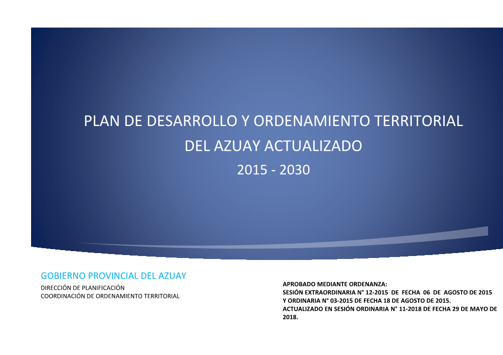Plan De Desarrollo Y Ordenamiento Territorial Del Azuay Actualizado 2015 - 2030