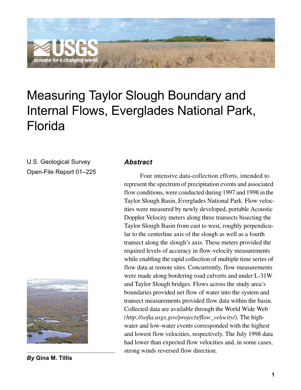 Measuring Taylor Slough Boundary and Internal Flows, Everglades National Park, Florida
