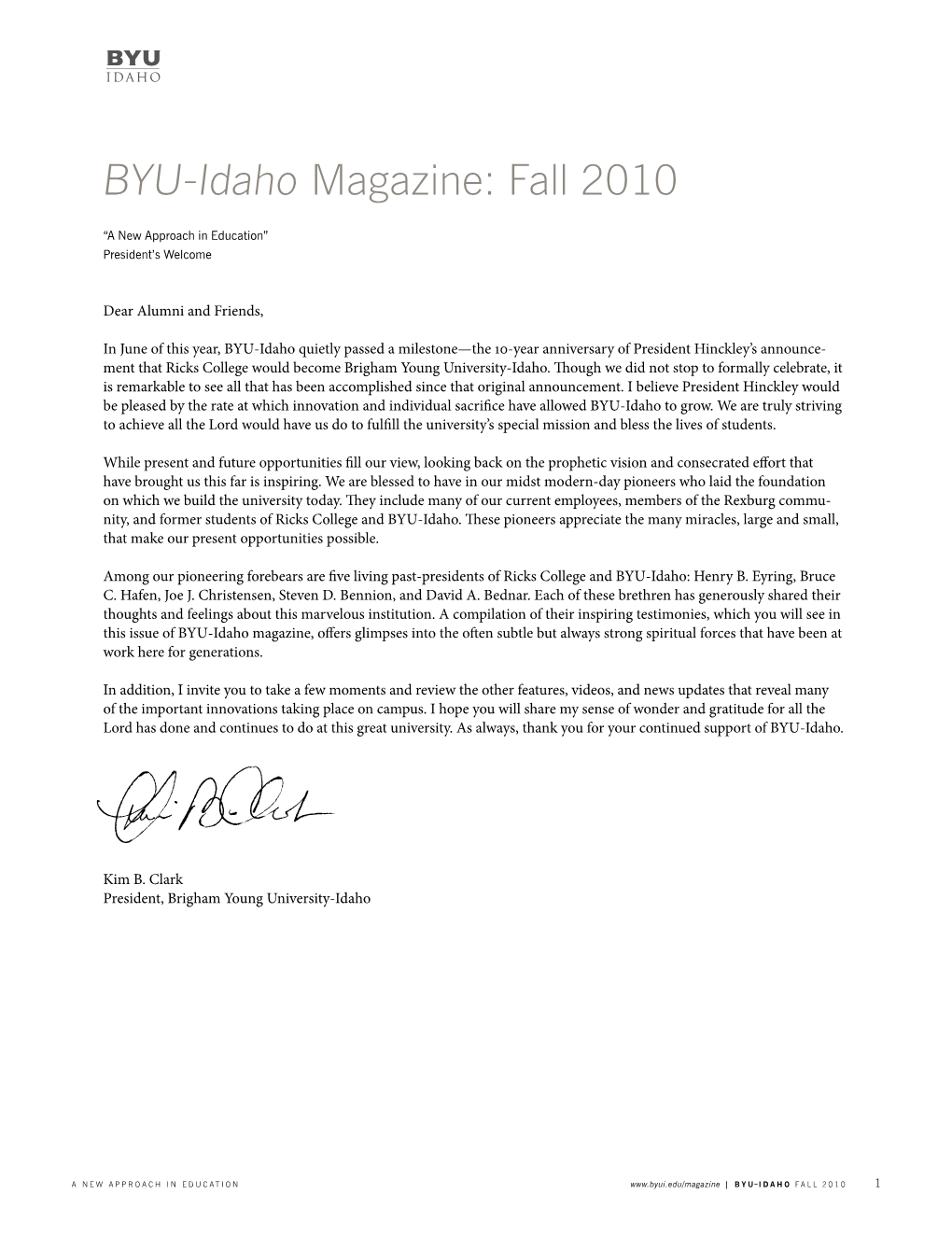 BYU-Idaho Magazine: Fall 2010