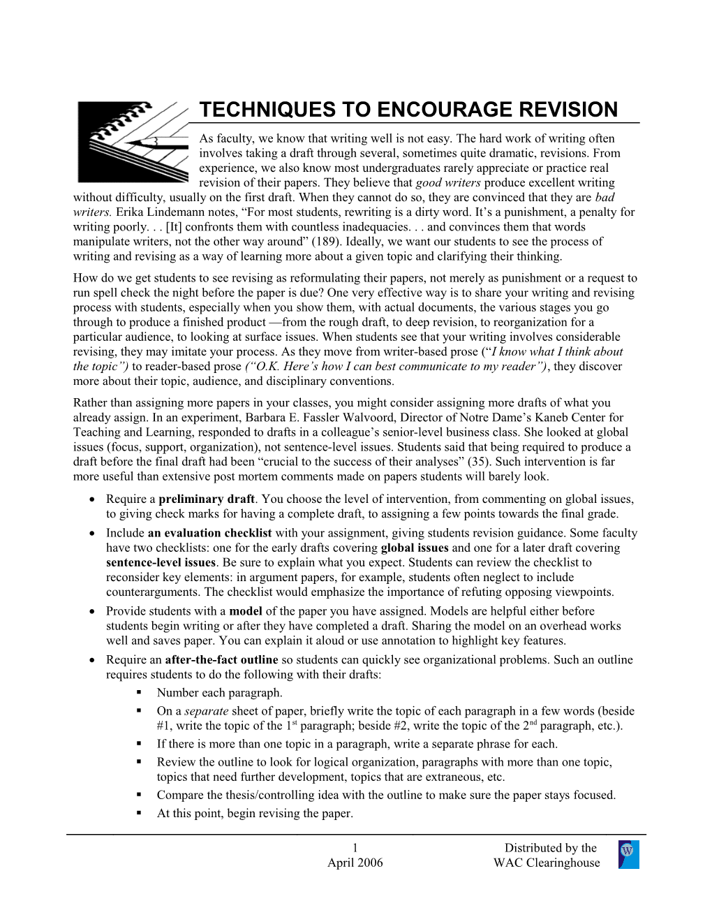 Techniques to Encourage Revision