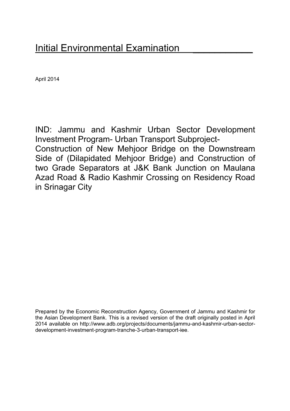 41116-043: Jammu and Kashmir Urban Sector Development Investment Program