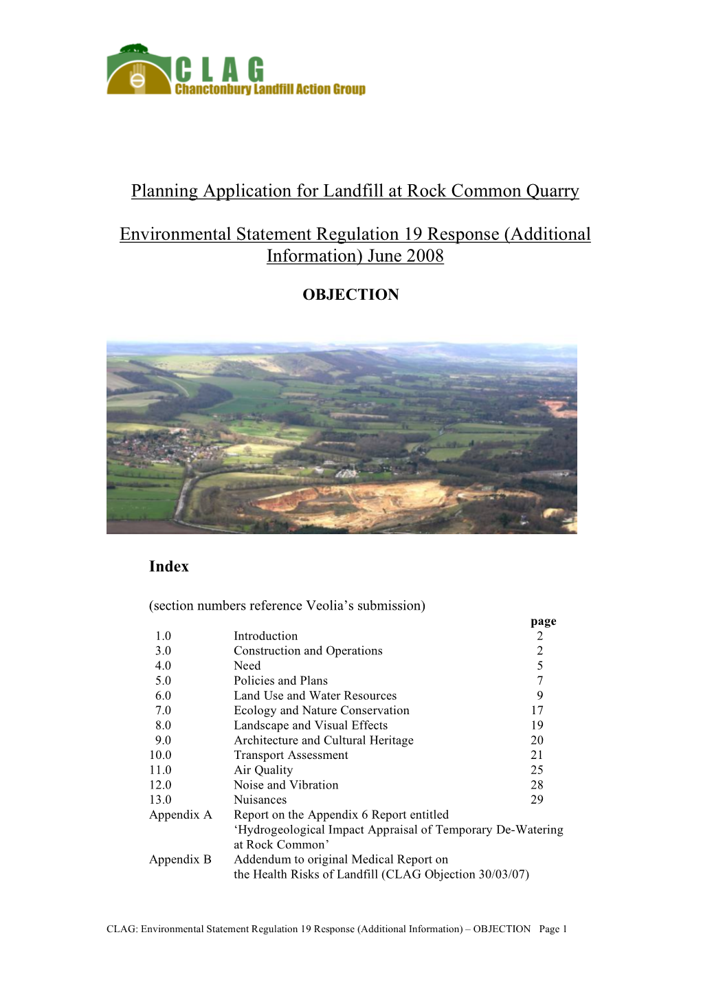 Planning Application for Landfill at Rock Common Quarry