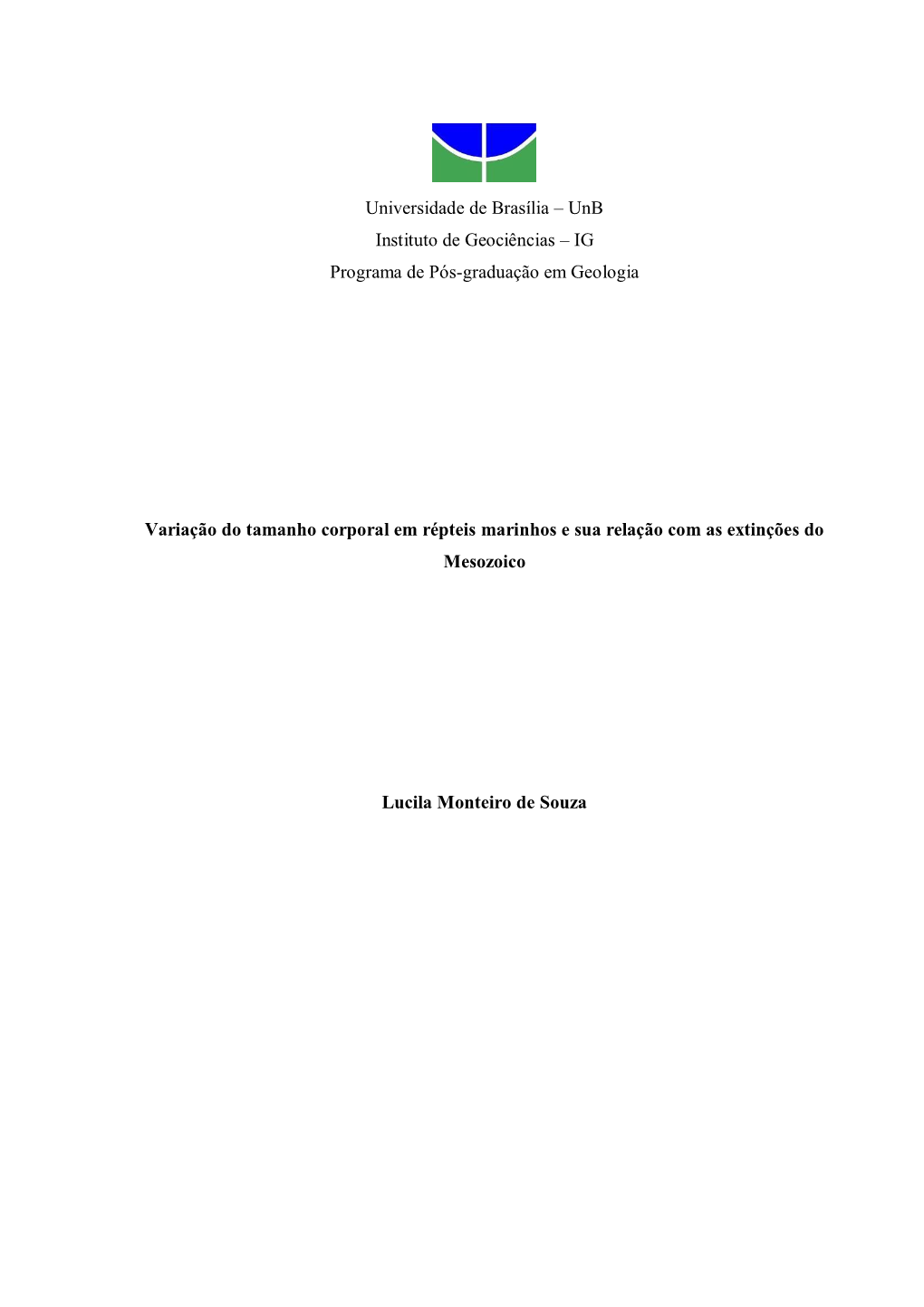 IG Programa De Pós-Graduação Em Geologia Variação Do Tamanh