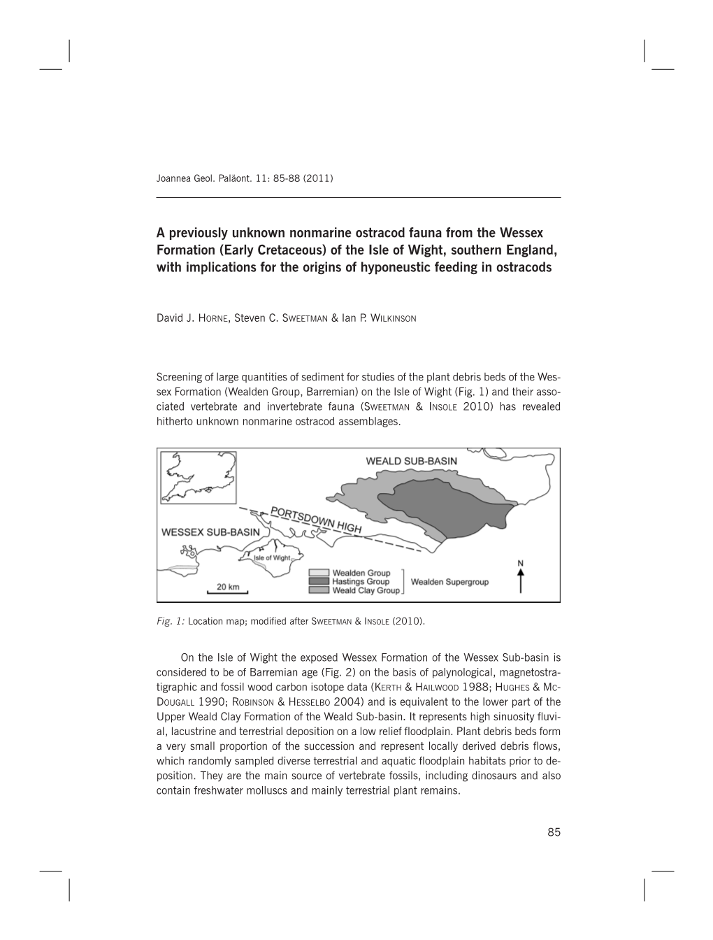 A Previously Unknown Nonmarine Ostracod Fauna from the Wessex Formation (Early Cretaceous) of the Isle of Wight, Southern Englan