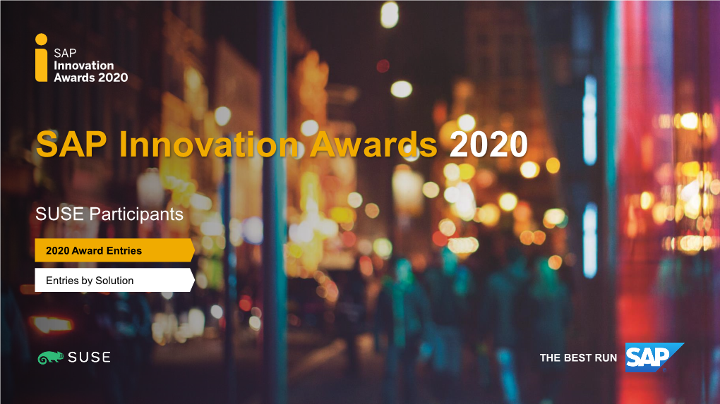 SAP Innovation Awards 2020