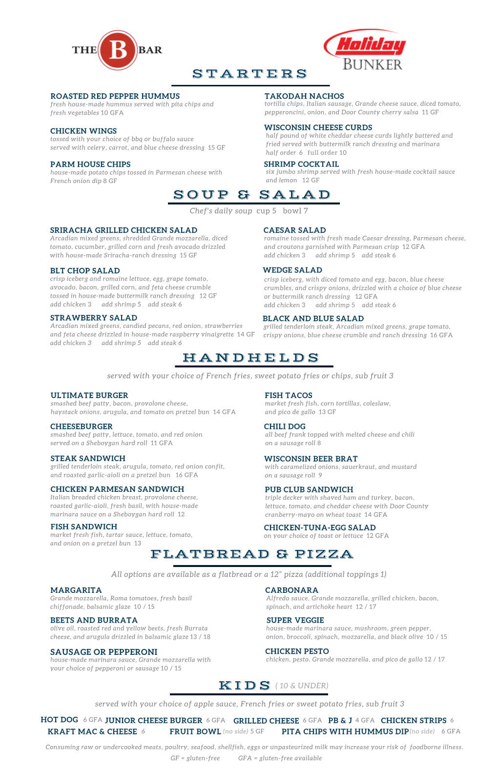 Copy of B Bar Menu