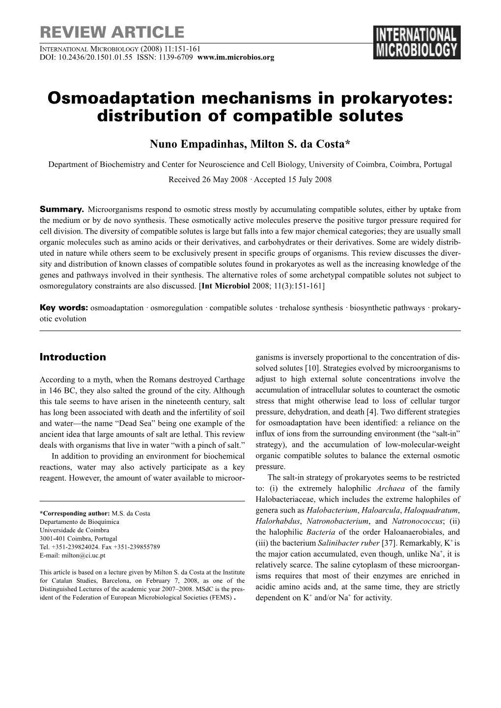 Distribution of Compatible Solutes