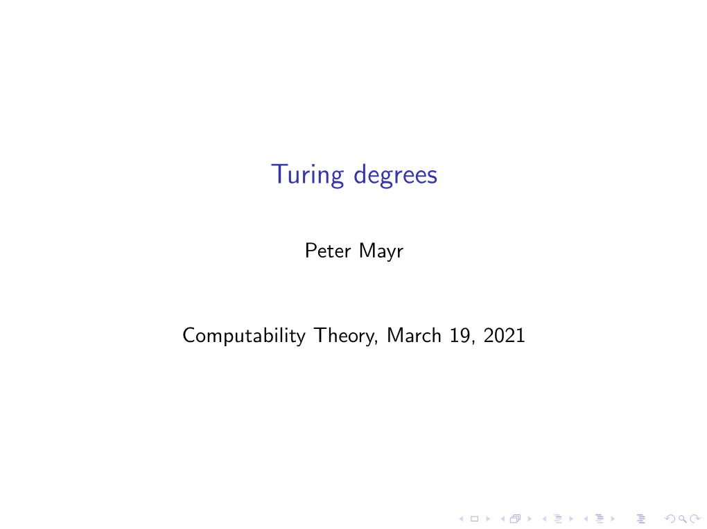 Turing Degrees