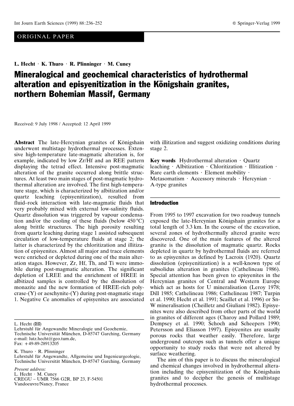 Mineralogical and Geochemical Charac