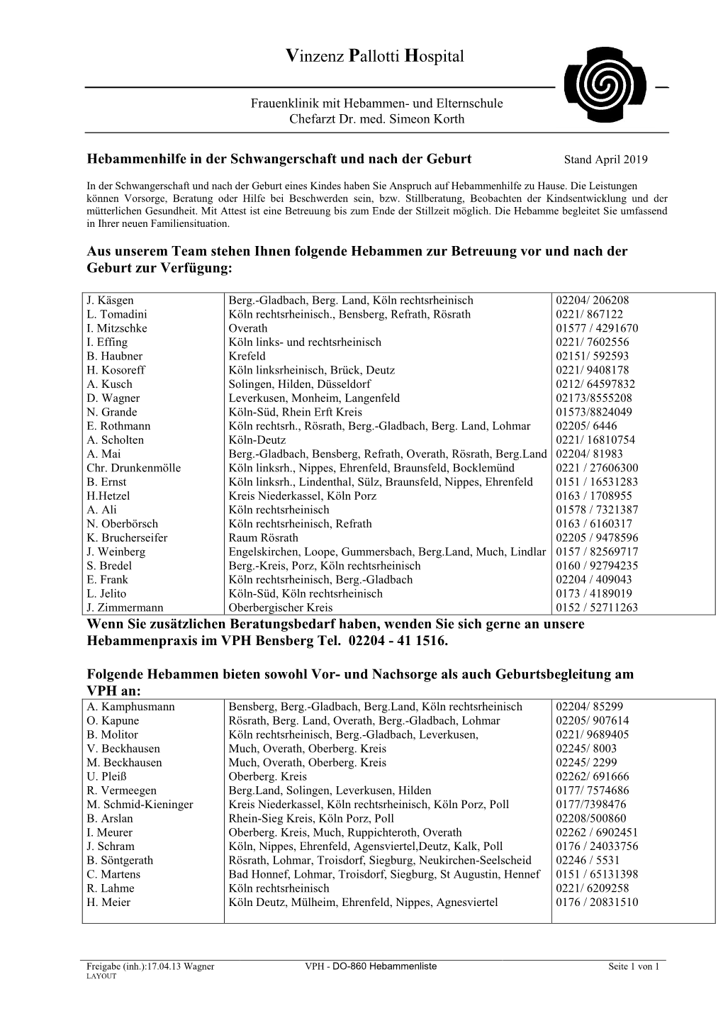 DO-860 Hebammenliste Seite 1 Von 1 LAYOUT