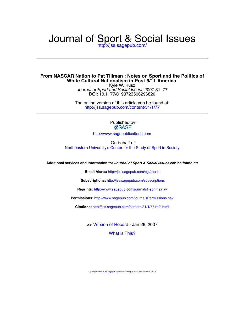 Journal of Sport & Social Issues