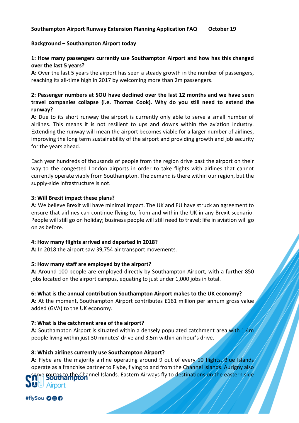 Southampton Airport Runway Extension Planning Application FAQ October 19