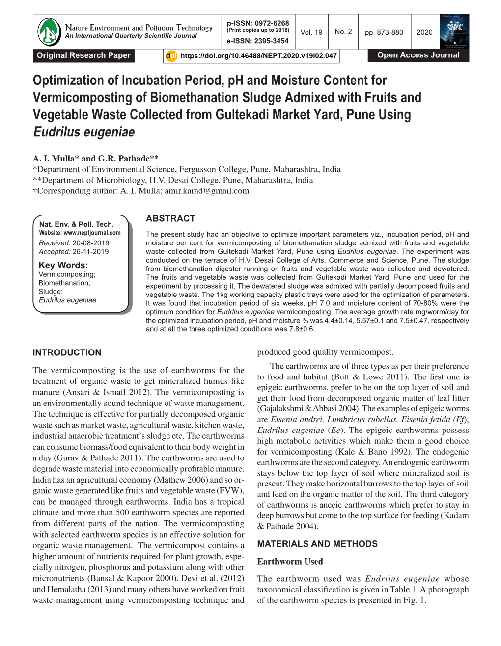 Optimization of Incubation Period, Ph and Moisture Content For