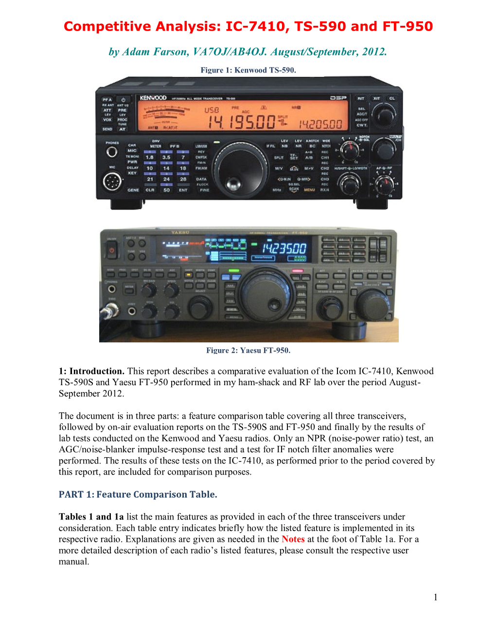 IC-7410, TS-590 and FT-950