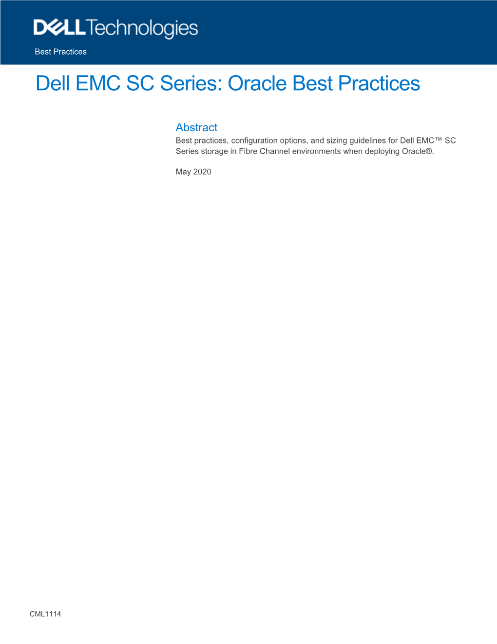 Dell EMC SC Series: Oracle Best Practices