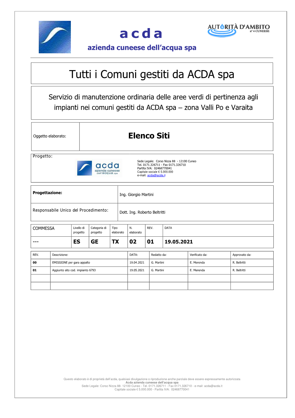 Tutti I Comuni Gestiti Da ACDA Spa