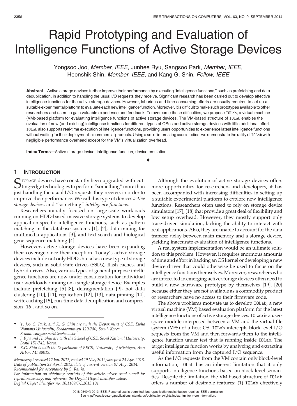 Rapid Prototyping and Evaluation of Intelligence Functions of Active Storage Devices