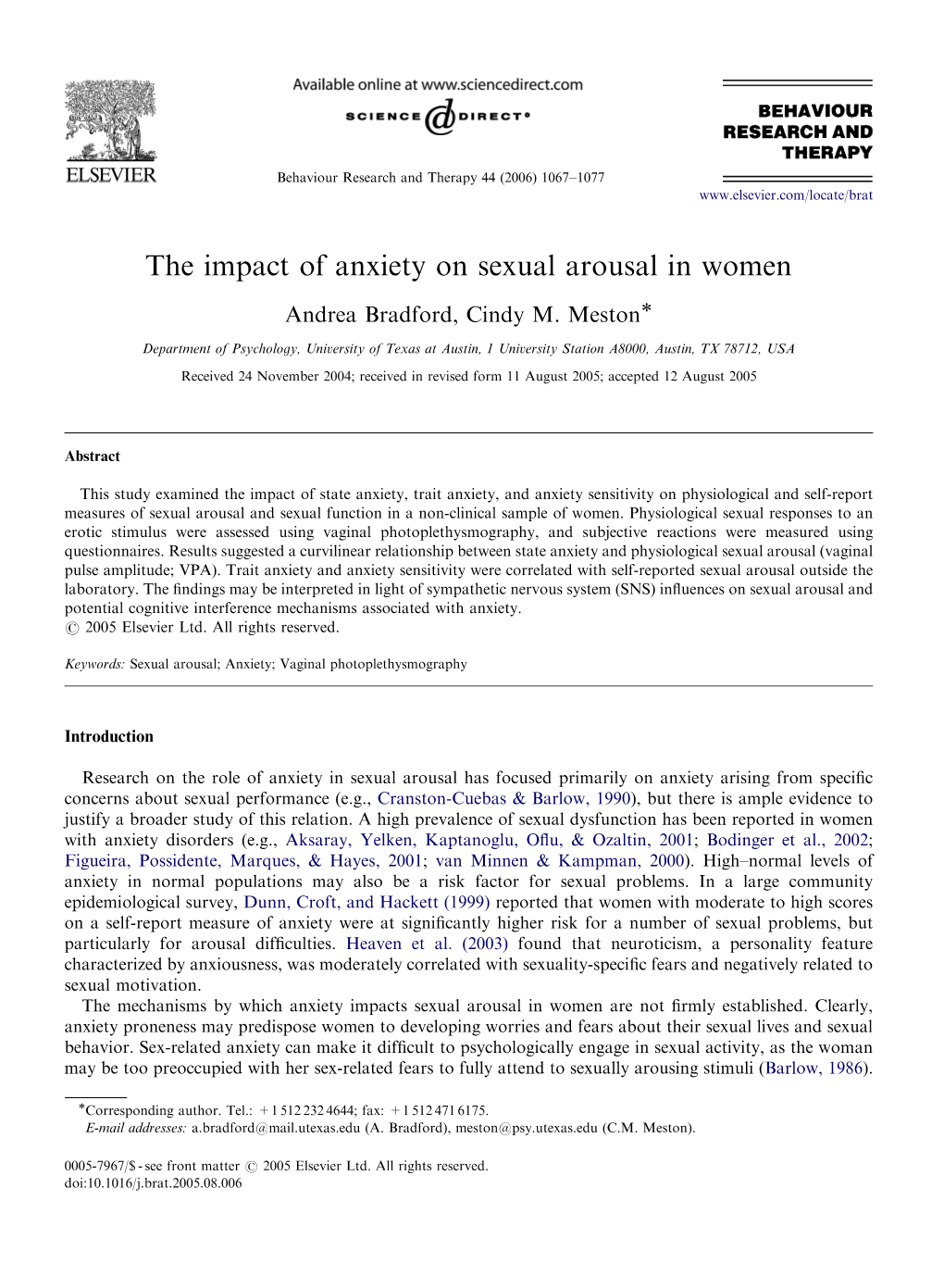 The Impact of Anxiety on Sexual Arousal in Women