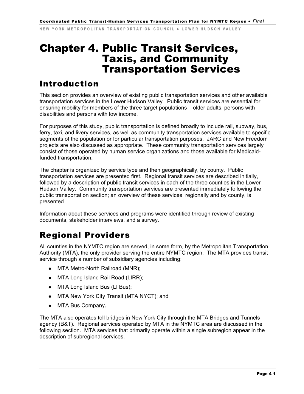 Chapter 4. Public Transit Services, Taxis, and Community