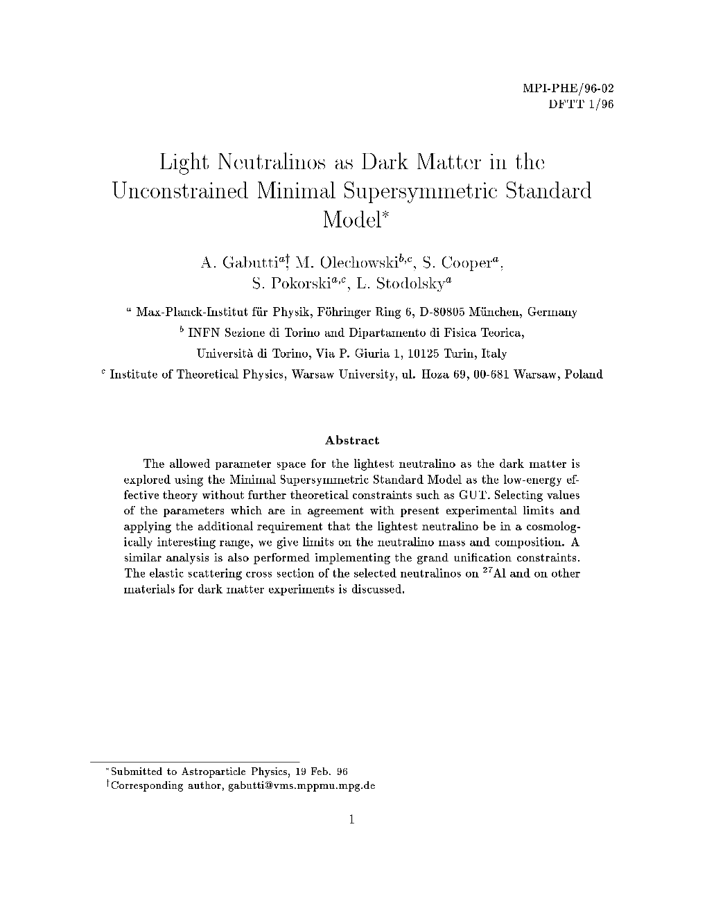 Light Neutralinos As Dark Matter in the Unconstrained Minimal